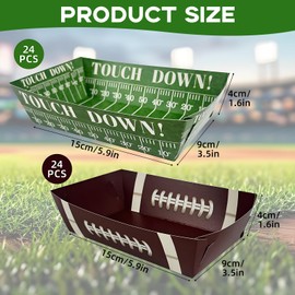 48 Pack Football Party Paper Trays Serving Tray Football Party Nachos Food Boats Disposable Football Bowls for Football Birthday Party Game Day Tailgate Party Decorations