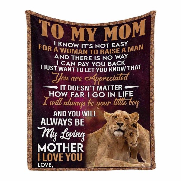 Personalized Custom Name Message Blanket to My Mom, You are Appeciated I'll Always be Your Little Boy Super Soft Warm Elegant Cozy Home Throw Blanket 40 x 50 Inches
