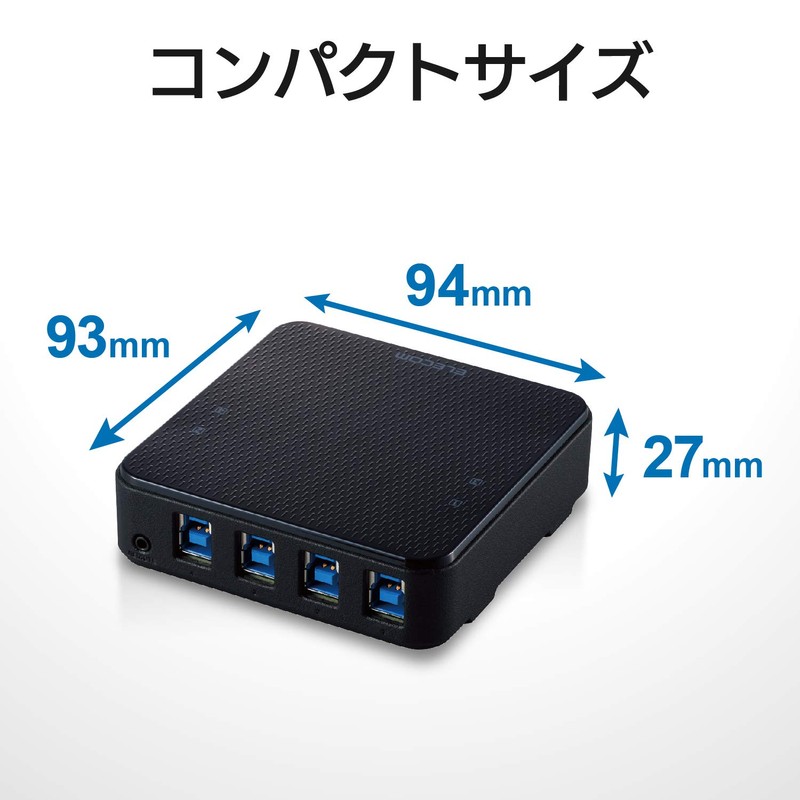 Elecom U3SW-T4 USB Switcher, PC to 4 Ports, USB 3.0