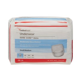 Cardinal 18403101 Simplicity Adult Moderate Absorbent Underwear, White - Small & Medium - Pack of 20