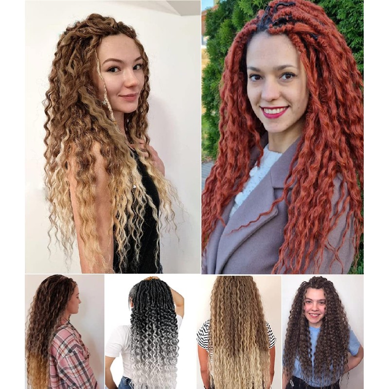 Curly Ends Thin 0.6 cm Dreadlock Extensions 20 Inch Synthetic