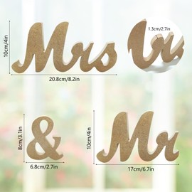 Mr and Mrs Sign, Wooden Mr & Mrs Sign Mr & Mrs Wedding Decoration Wedding Table Decoration for Home Engagement Anniversary Party Decor Photography Accessories (Wood Color)