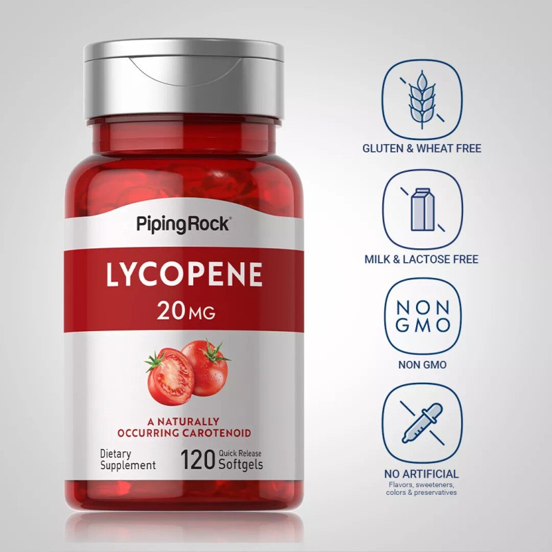 Piping Rock Lycopene 20mg | 120 Softgel Capsules | Non-GMO