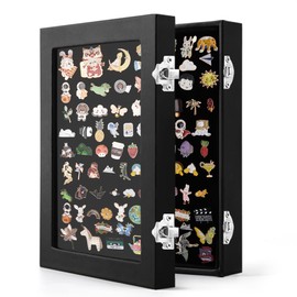 13.7 x 9.4 Inches Large Pin Display Case, Dustproof Pin Collection Showcase Storage Organizer Box, for Military Medal Jewelry Brooch Collection (Not Include Accessories)