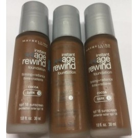 Maybelline 3 X Maybelline Instant Age Rewind Foundation  Cocoa Dark-3 Silver Color  Cap.