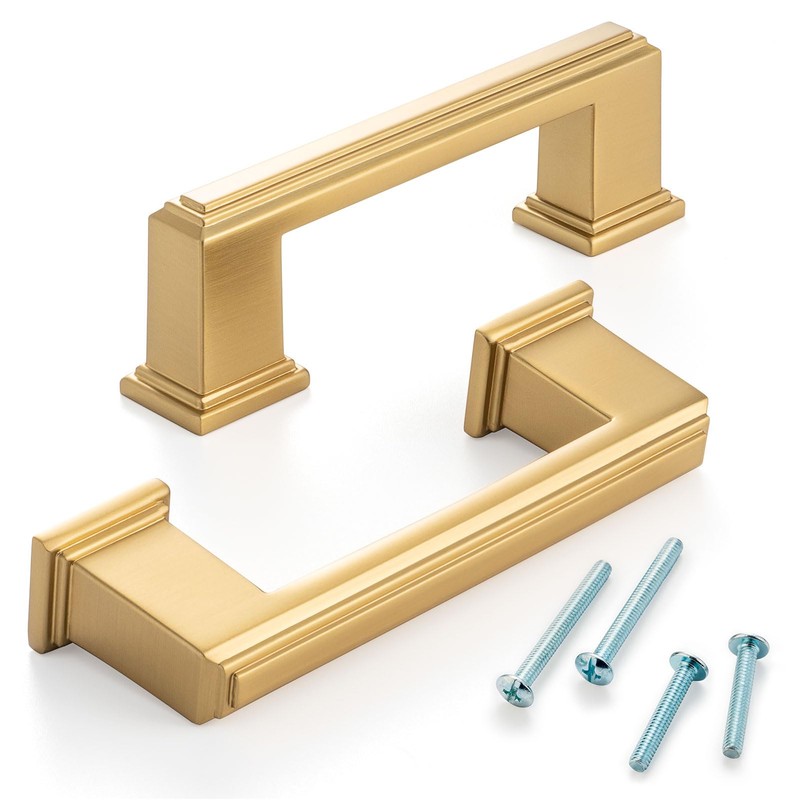 ASKANO 10 Pack 3 Inch Hole Centers, Brushed Gold Cabinet