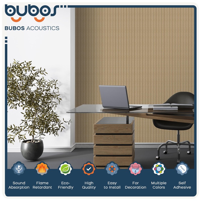 BUBOS 5 Pack Large Acoustic Panels,47.2" X 23.6" Self-Adhesive Acoustical