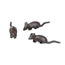 Creative Co-op 5'' Shabby Chic Rustic Cast Iron Mouse Home Decor, Set of 3,Grey