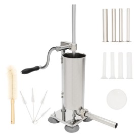Sausage Stuffer - Stainless Steel Manual Sausage Maker - 3.5L 8LBS Vertical Meat Sausage Stuffer Machine with 8 Filling Tubes Attachment for Professional Commercial Kitchen and Home Use