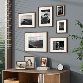 16x20 Picture Frame with 11x14 Mat, USA-Sourced Natural Walnut Wood Photo Collage Frame with HD Tempered Glass, Double Mortise and Tenon Strips, Wall Display Horizontally and Vertically, 1 Pack