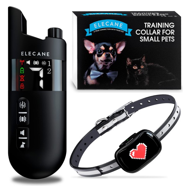 Mini Training Collar for Small Dogs 5-15lbs - Rechargeable Pet Obedience Trainer with Remote Control - Waterproof, 1000-Foot Range - Beeping Sound & Vibration Mode - 6 to 26-Inch Adjustable Strap
