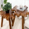 JOLLYMER Natural Teak Wood Live Edge Side Table with Wood