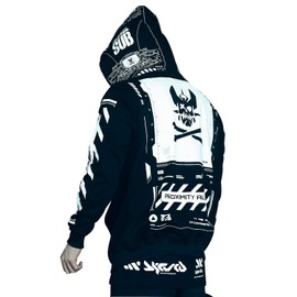 Niepce Inc Graphic Cyberpunk Zip Up Men's Fashion Hoodies Sweatshirts (XX-Large, Black)
