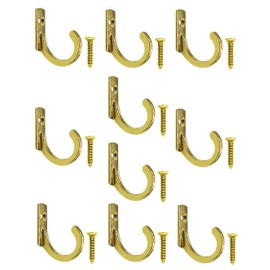 Fuxxer® 10 Picture Hooks Mini Iron Hooks Gold Brass Vintage Retro 23mm Set of 10