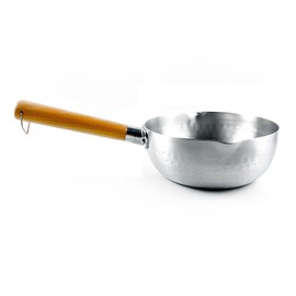 Milk Warmer Pot Prevent Sticking Flat Bottom Even Heating Aluminium Butter Warmer Pan Milk Saucepan with Wood Handle 4cm / 9.45in