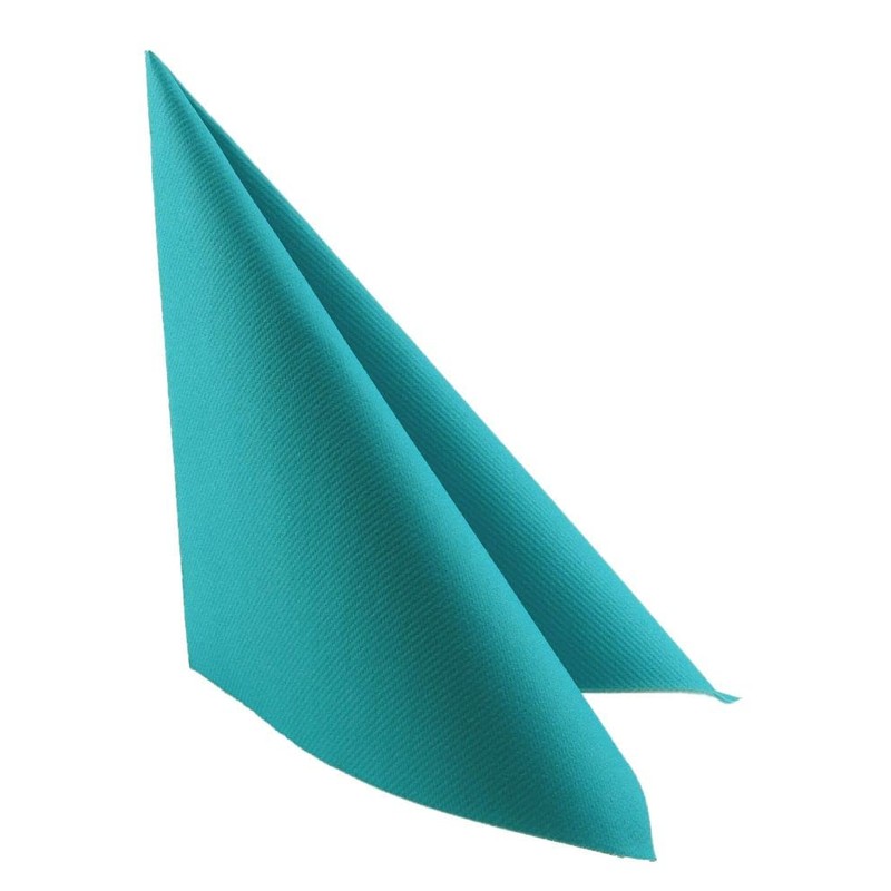 50 Apartina Napkins Fabric-Like Airlaid, Plain, Turquoise, Size 40 x