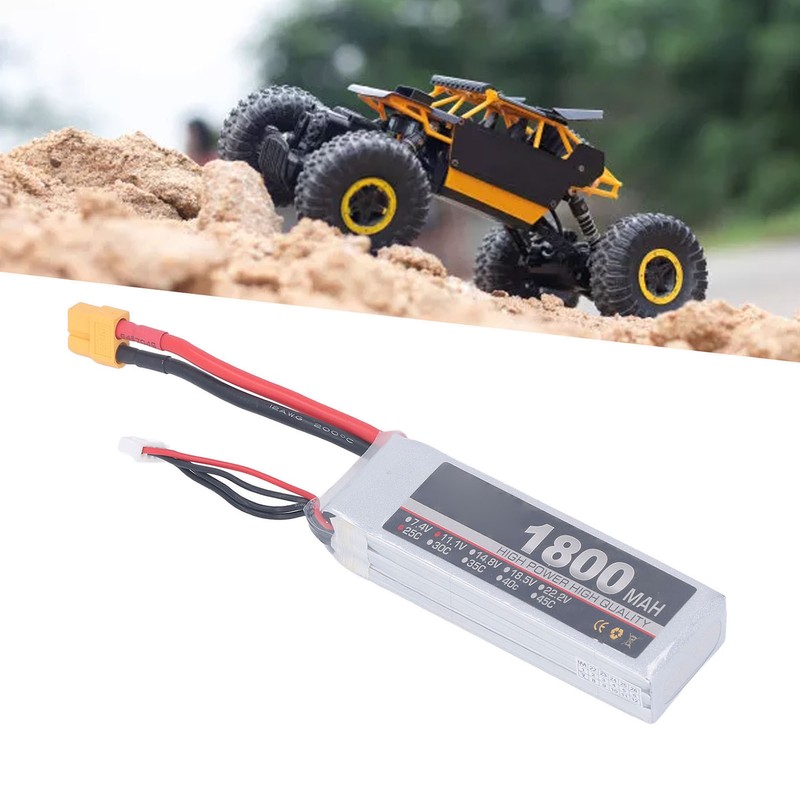 LiPo Battery Pack 11.1V 3S 1800mAh 25C Rechargeable LiPo Battery