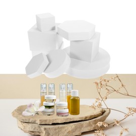 Photography Props, 8 Pack Foam Photoshoot Prop Geometric Cube Blocks for Jewelry Cosmetics Makeup Photoshoot (White)