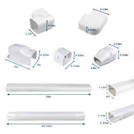 Pearwow 3" W 15Ft L Mini Split Line Set Cover Kit, Decorative PVC Tubing Cover for Ductless Mini Split AC,Heat Pumps Systems,Air Conditioner Lineset Cover,Mini Split Accessories