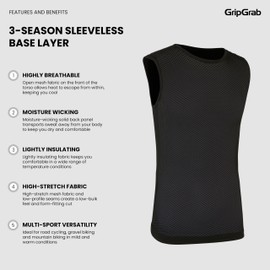 GripGrab 3-Season Sleeveless Cycling Base Layer High-Performance Mesh Bicycle Undershirt Spring Summer Compression Vest Black