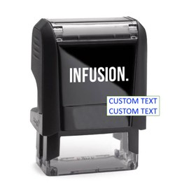 Infusion Custom Self-Inking Rubber Stamp - 17 Color Choices and 24 Font Choices - Up to 2 Lines (Small)