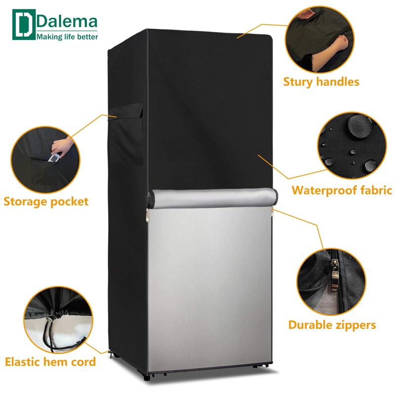 Dalema Outdoor Refrigerator Cover,600D Heavy Duty 100% Waterproof Upright Freezer