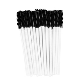 PROFICO Pack of 50 Disposable Eyelash Brushes, Eyelash Brush Set, Mascara Brush, Mascara Applicator, Eyelash Brush for Eyelash Extension, White - Black