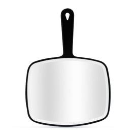 DVHOK Handheld Mirror, Portable Hand Mirror with Hanging Hole in Handle, Black 7.4" W x 10.4" L