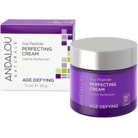 Andalou Naturals Goji Peptide Perfecting Cream - Age Defying Face Moisturizer with Resveratrol, CoQ10 - Supports Skin Collagen and Elastin, Improves Appearance of Wrinkles & Signs of Aging - 1.7 fl oz