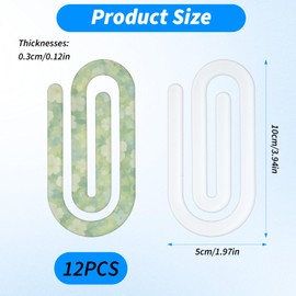 Shimmeroo 12Pcs Sublimation Blanks Acrylic Paper Clips,4"x2" Acrylic Jumbo Paper Clips for Heat Transfer,Home,DIY Crafts,Office,School Supplies,Gift Use