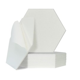 Keemute Acoustic Panels 12-Pack Soundproof Wall Panels - 12"X10.4"X0.4" High Density Sound Absorbing Panels, Noise Dampening Wall Panels for Home Studio, Office, Conference Room Moon White Hexagon