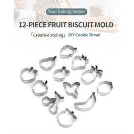 MayeBridge Small Stainless Steel Cookie Cutters Set For Baking Biscuits,Fruit,Vegetable,Cookie Mould Press Cartoon Cookie Mould Set Kitchen Tools Cookie Stamps Birthday Party Supplies (Fruits)