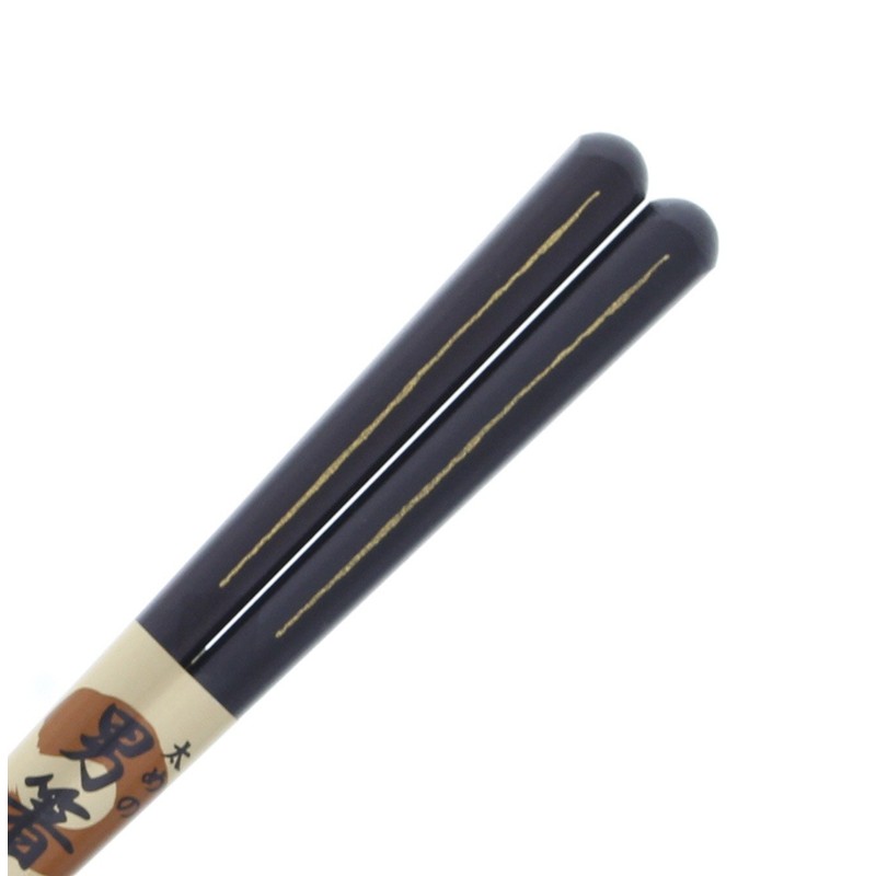 Chopsticks for Men, Thick, Black 's-bower 一半 Ebony Lacquer painted