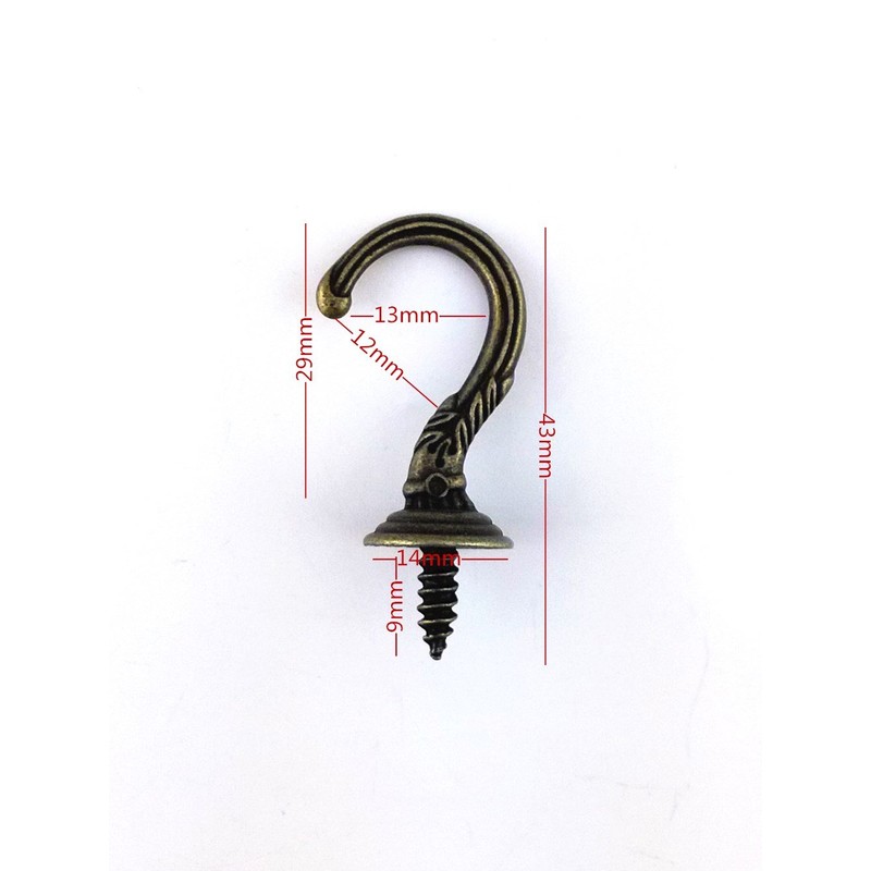 yueton 20pcs Vintage Carving Screw-in Wall Ceiling Hooks Cup Hooks