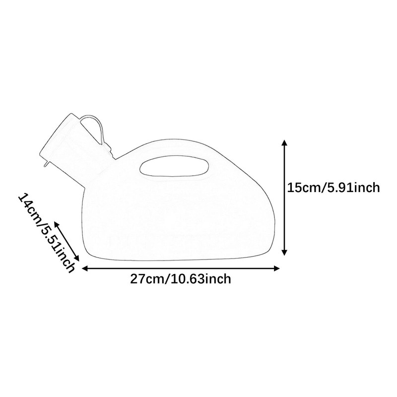 Milageto Men Pee Bottle Urinary Container Leakproof 1500ml Portable Pee