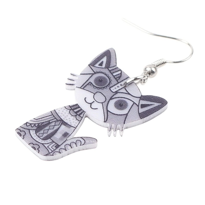 BONSNY Shoelace Pop Art Cat Collection Large Statement Long Dangle