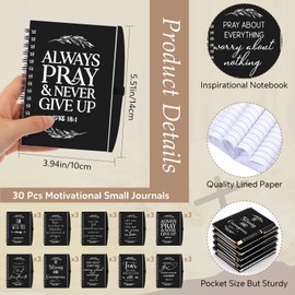 Kosiz 60 Pcs/30 Set Christmas Christian Gifts Bulk Include Spiral Notebook and Bible Ballpoint Pen Prayer Journal Religious Party Favor God Scripture Notepad for Women Sunday School Church (Black)