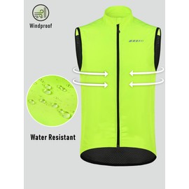 qualidyne Men's Windproof Cycling Vest – Lightweight Full-Zip Sleeveless Biking Jacket with Pockets for Cycling, Running