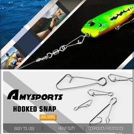 AMYSPORTS Line Connector Fishing Snap Stainless High Strength Snaps Swivels Saltwater Quick Change Fishing Snap Clip Freshwater White Nickel 100pcs 132lbs