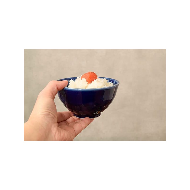 ih-007-01 Tableware East Rice Bowl, Blue Tokusa, Japanese Tableware, Blue