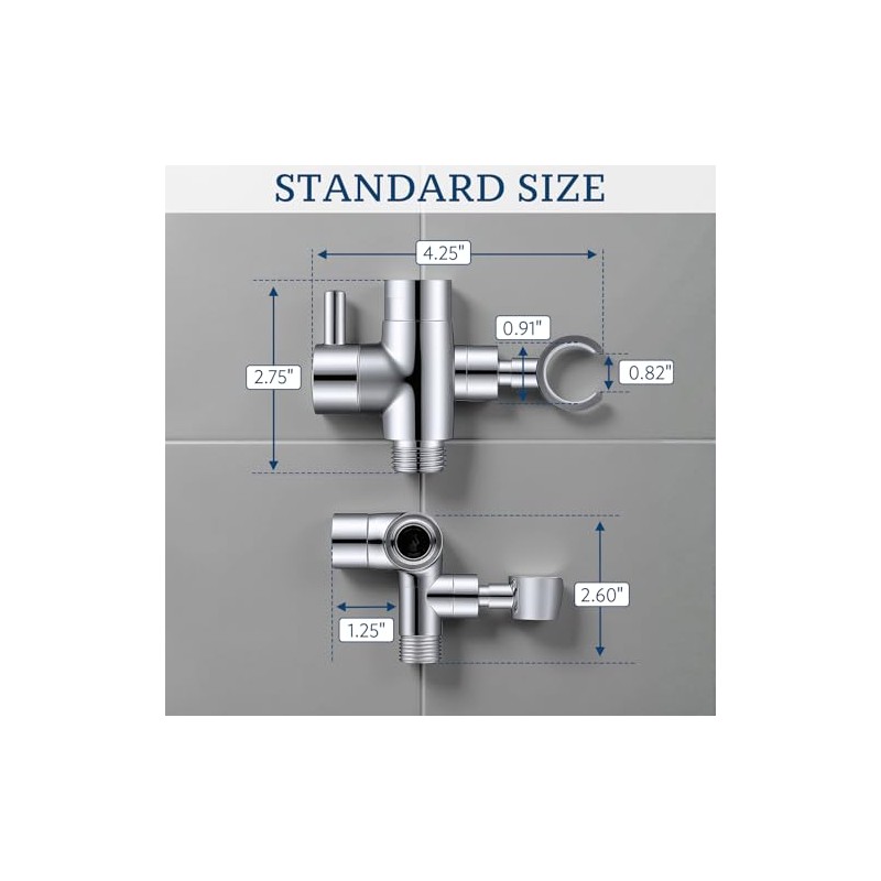 G-Promise Solid Metal Shower Arm Diverter with Holder for Hand