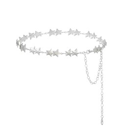 rgwtgkyh Silver Chain Belts for Women Fashion Metal Punk Rock Star Chain Belt for Dresses Jeans Y2k Emo Waist Body Jewelry (A)