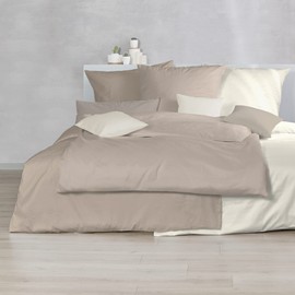 Decoper ® Mako Satin Cushion Cover Made of 100% Cotton Breathable and Cuddly Soft Colour Taupe Beige 1 Piece 40 x 80 cm