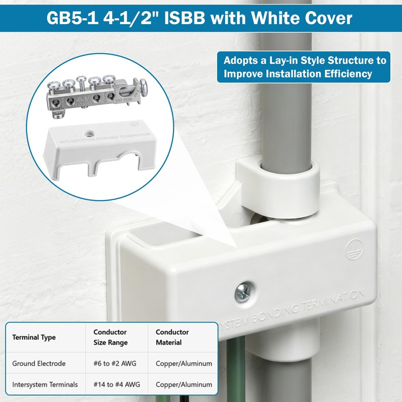 GB5-1 4-1/2 Inch Intersystem Bonding Bridge with White Plastic Cover