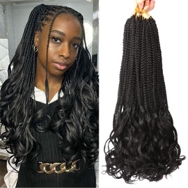 French Curl Braiding Hair Extensions Crochet Braids Hair Extensions Crochet Box Braids Curly Crochet Hair Extensions for Black Women (18 Inch(Pack of 8), 1B)