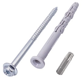 SKIR'CO (Pack of 4 pcs) Universal Frame Anchor 10 x 140 mm, Frame Plug with Screw, with Pressed-on Washer, Plastic Wall Plugs (4, 10 x 140 mm)