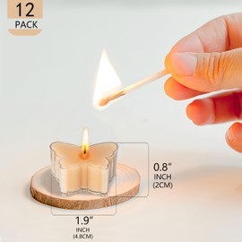 NJAO HOO Coffee Scented Tealight Candles - 12 Pack Butterfly Bulk Tea Candles Gradient Brown Clear Cup Fragrance Candle Aromatherapy Relaxing Mini Candles Small Candle Set
