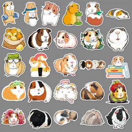 50 Pcs Guinea Pig Sticker for Kids Teens Adults Laptop,Skateboard,Luggage,Car,Bike,Cup,Computer,Water Bottle Stickers Pack Decor,Kawaii Cartoon Vinyl Waterproof Sticker Decal