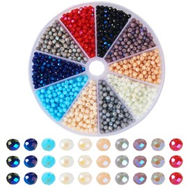 Boutigem 1500 Pcs Faceted Glass Beads Rondelle Crystal Beads 4x3mm Small Mini Loose Spacer Bead Half Rainbow Plated for Crafting DIY Bracelet Necklace Jewelry Making