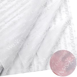 50pcs 50 * 35cm Sliver Tissue Paper with Snowflake and Letters'MERRY Christmas',50 * 35cm Wrapping Paper Bulk for Christmas Xmas DIY Gift Decorations